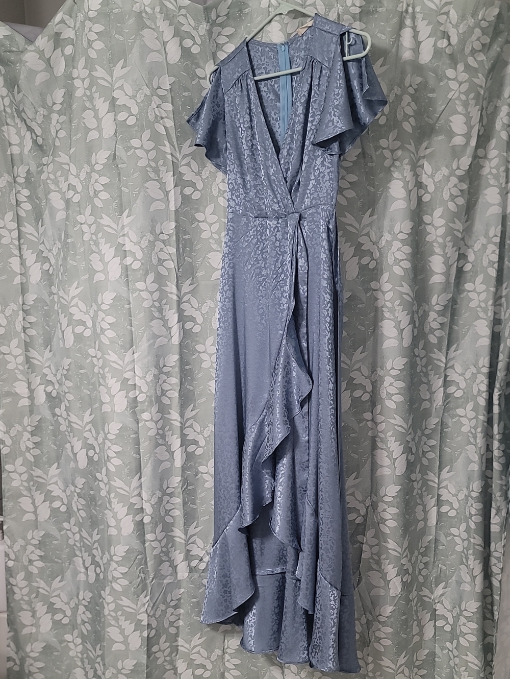 Elegant Blue Ruffle Maxi Dress